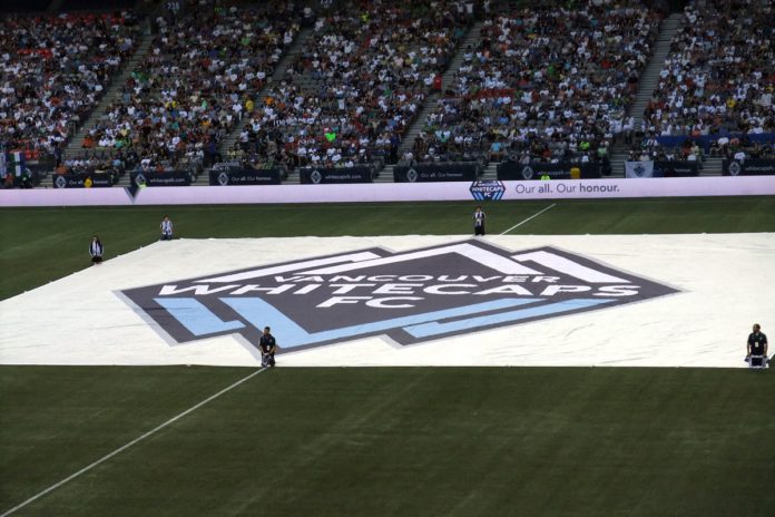 Vancouver Whitecaps FC Flag before a game; Photo by ©the Pacific Post/ file photo