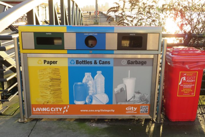 Recycle bins in Vancouver, BC; Photo by ©the Pacific Post
