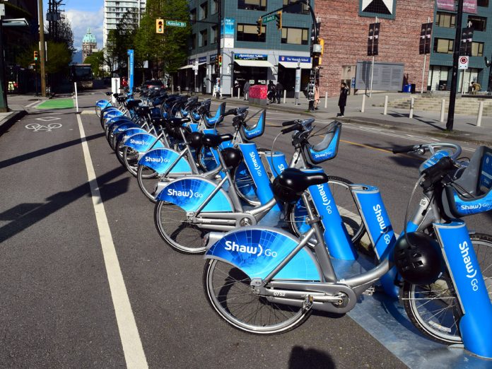 Bike share, Mobi in Vancouver, BC; Photo by ©the Pacific Post