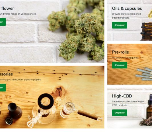 British Columbia Cannabis Online Shop shows categories, October 17, 2018. Photo from BC Cannabis Stores